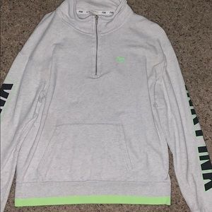 PINK  light gray half zip sweatshirt